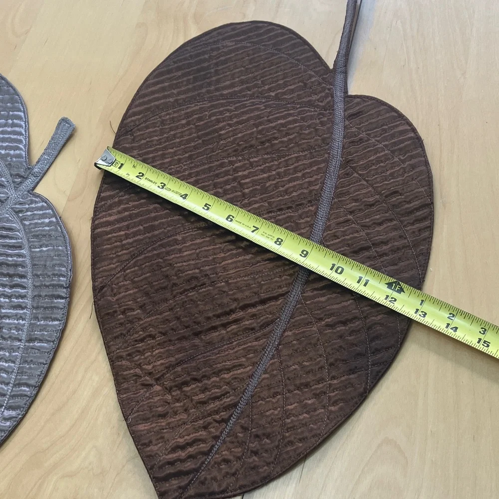 Leaf-Shaped Placemats Set in Gold, Gray, Brown, and Cream
